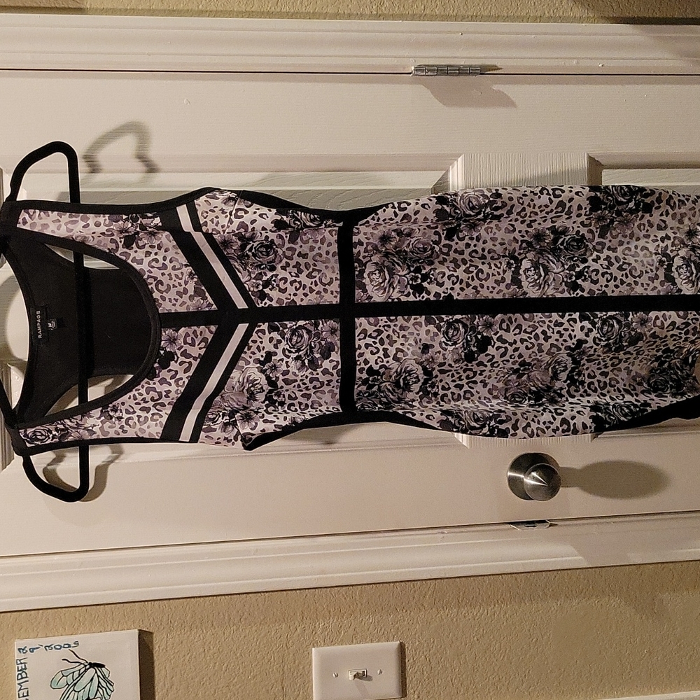 Rampage Leopard & Roses Sleeveless Cutout Dress Size M